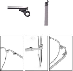 Gold metal eyewear temple arms attached to glasses