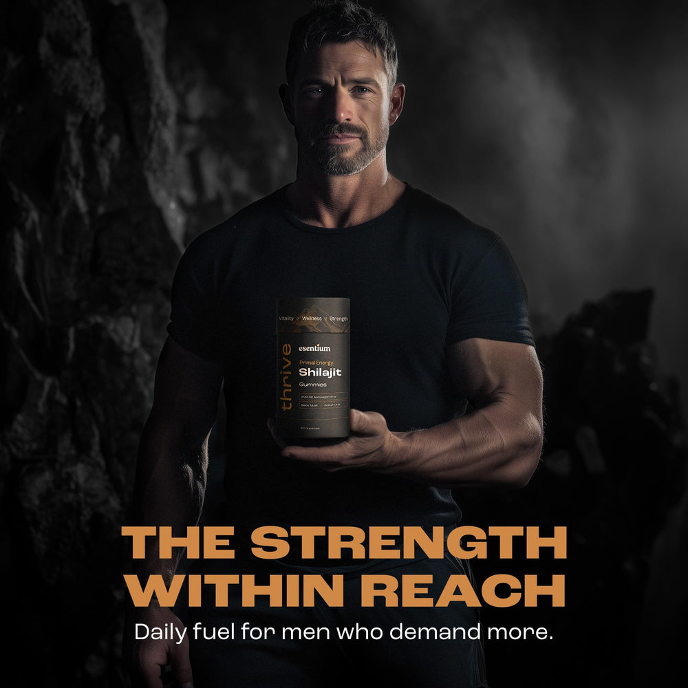 Gold Shilajit Gummies bottle on desk