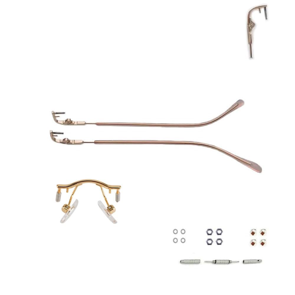 Gold rimless temple arms for glasses