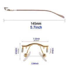 Angle view of gold rimless temple arms