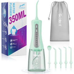 GOLDANT 350ML water flosser in green with travel bag