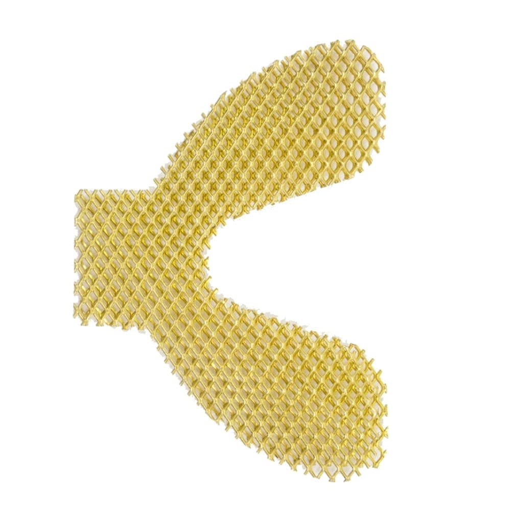 Stainless steel palatal reinforcement mesh in golden color (lower view)