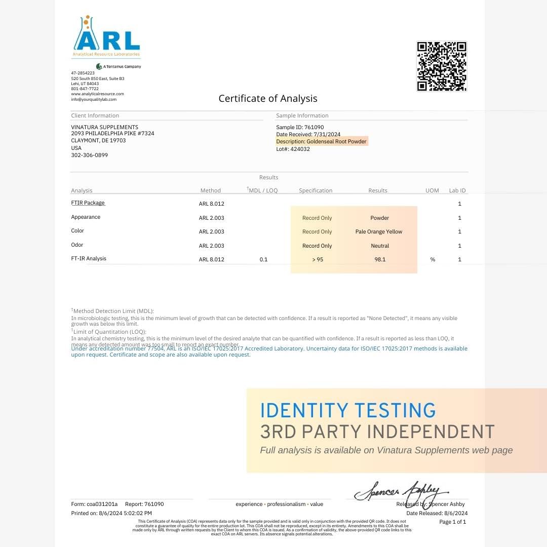 Goldenseal product packaging