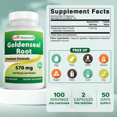 Goldenseal root capsules close-up