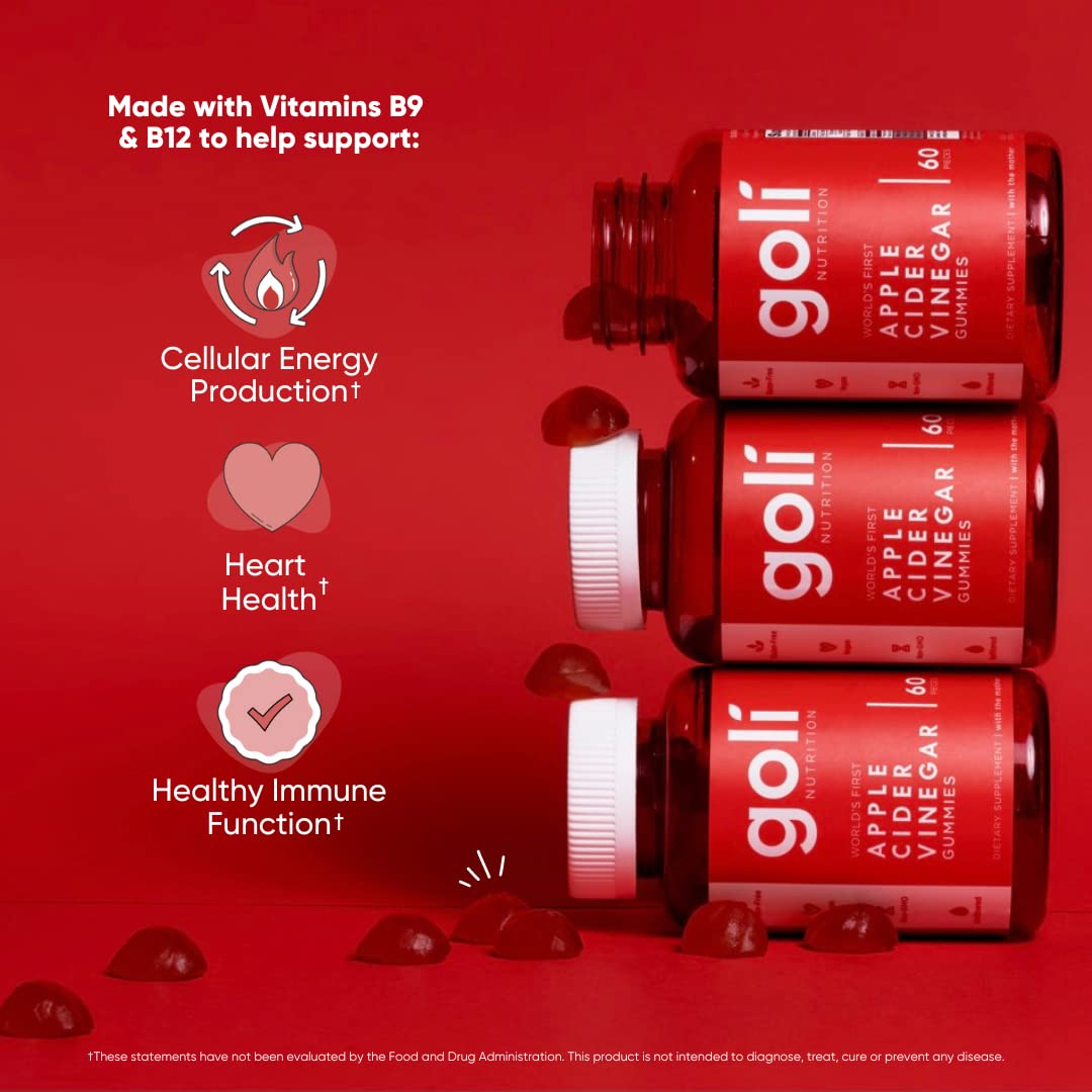 Close-up of Goli bottle label showing B9 and B12 vitamins