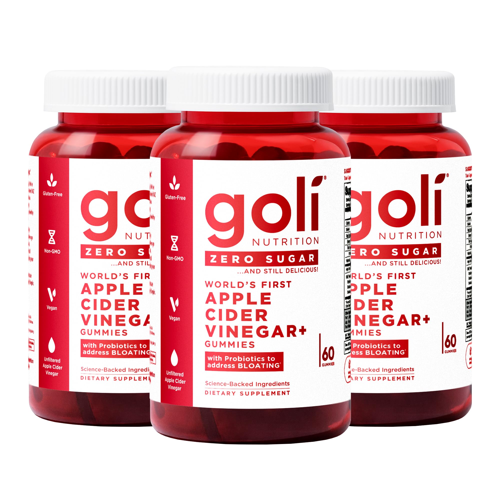 Front view of Goli Zero Sugar Apple Cider Vinegar Gummies bottle
