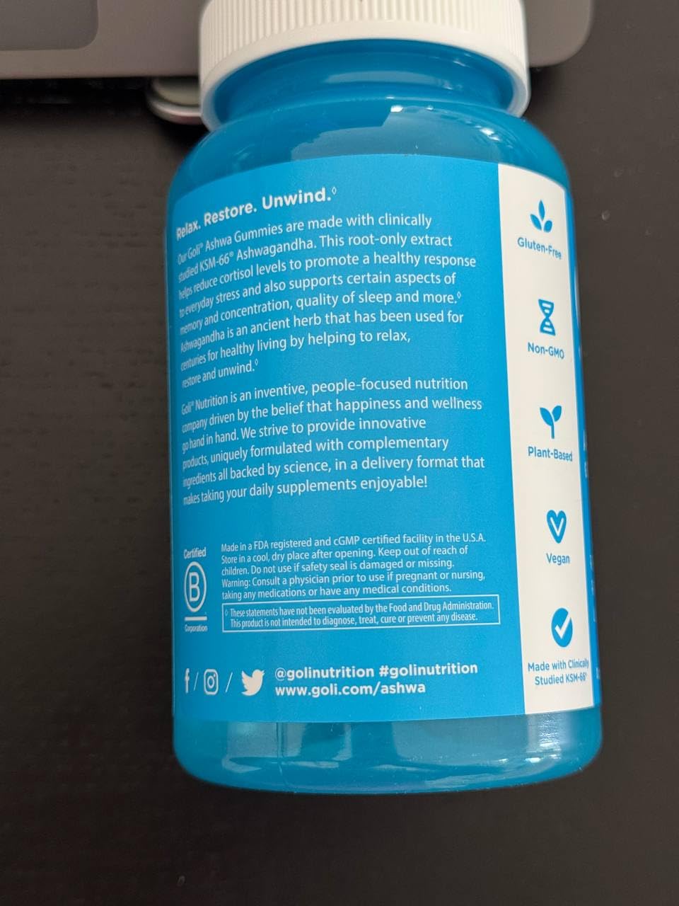 Close-up of a Goli Ashwagandha gummy