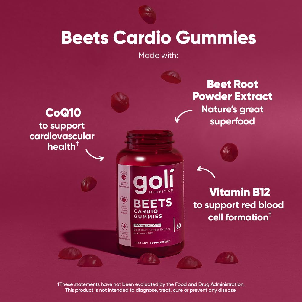 Back label with nutrition facts for Goli Beets Cardio Gummy