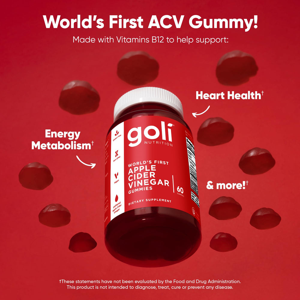 Goli gluten-free gummy pack illustration highlights convenient daily supplement.