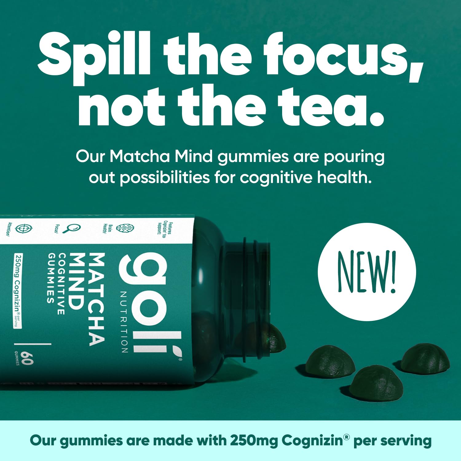 Vegan, non-GMO formula for Matcha Mind Gummies