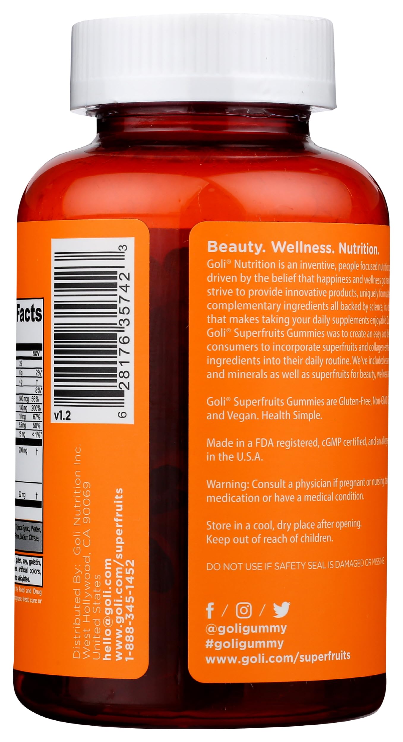 Close-up of Goli Superfruits Gummies mixed fruit flavors