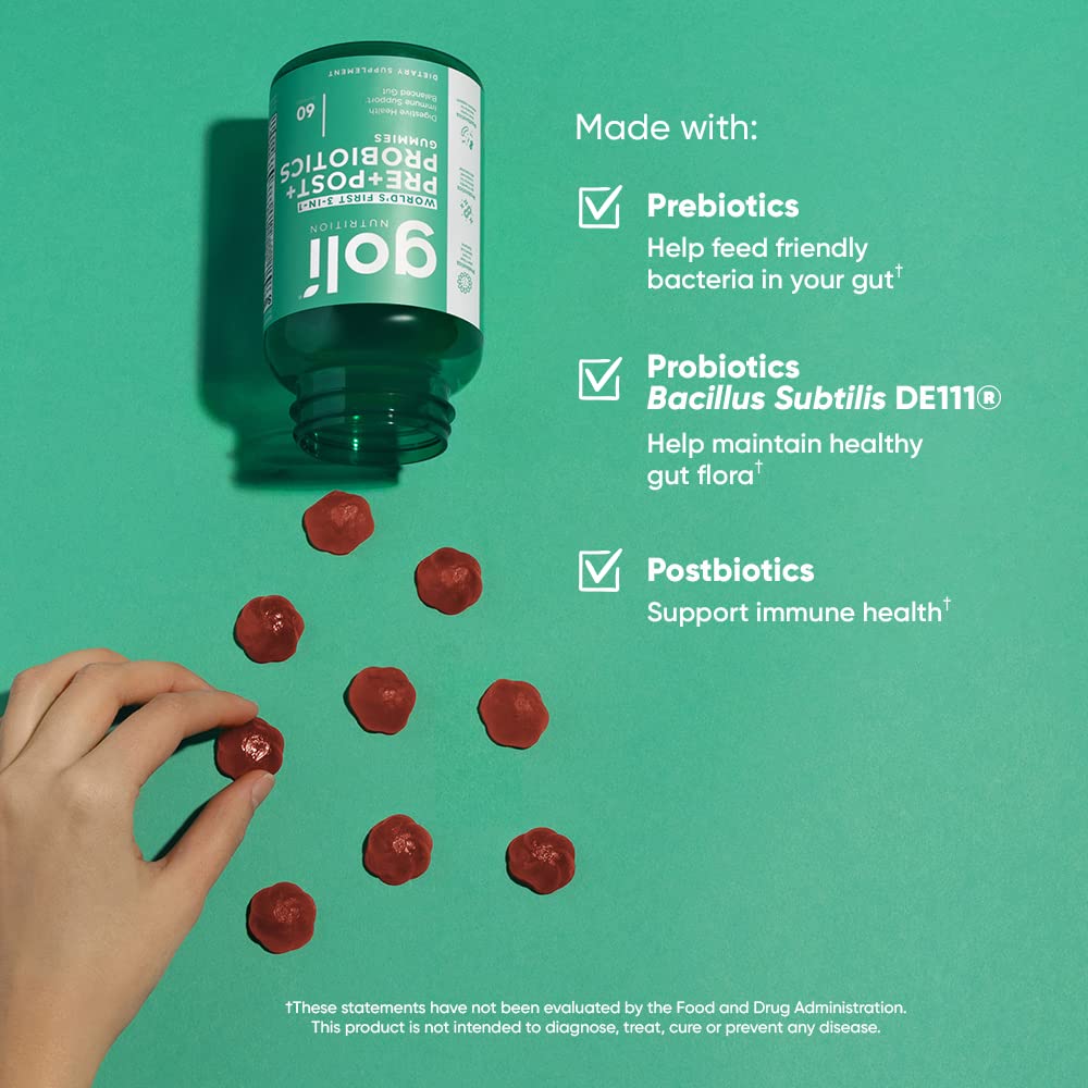 Goli Pre+Post+Probiotics Gummies nutrition facts panel