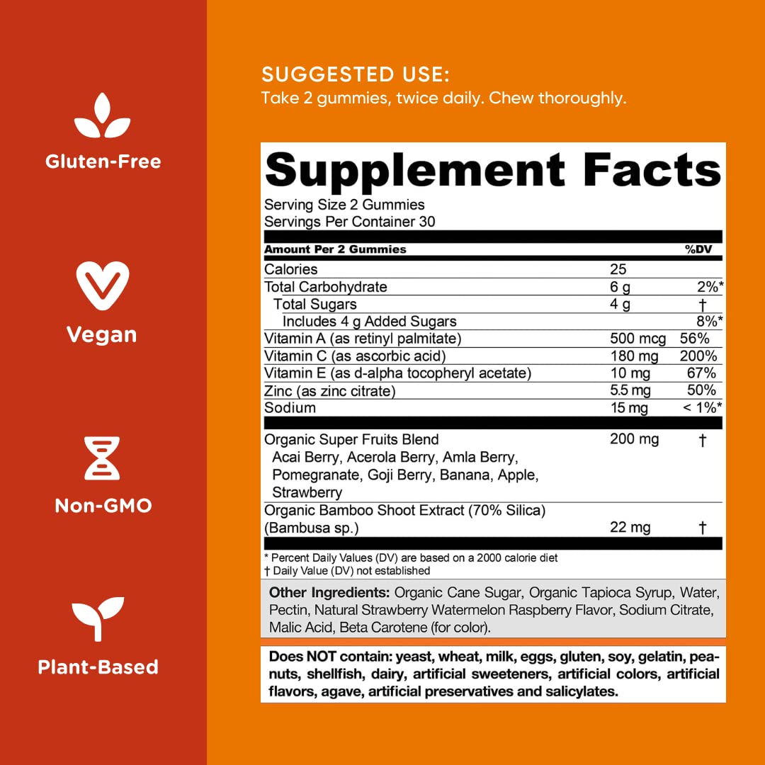 Label highlight showing Bamboo Silica and Vitamin C ingredients