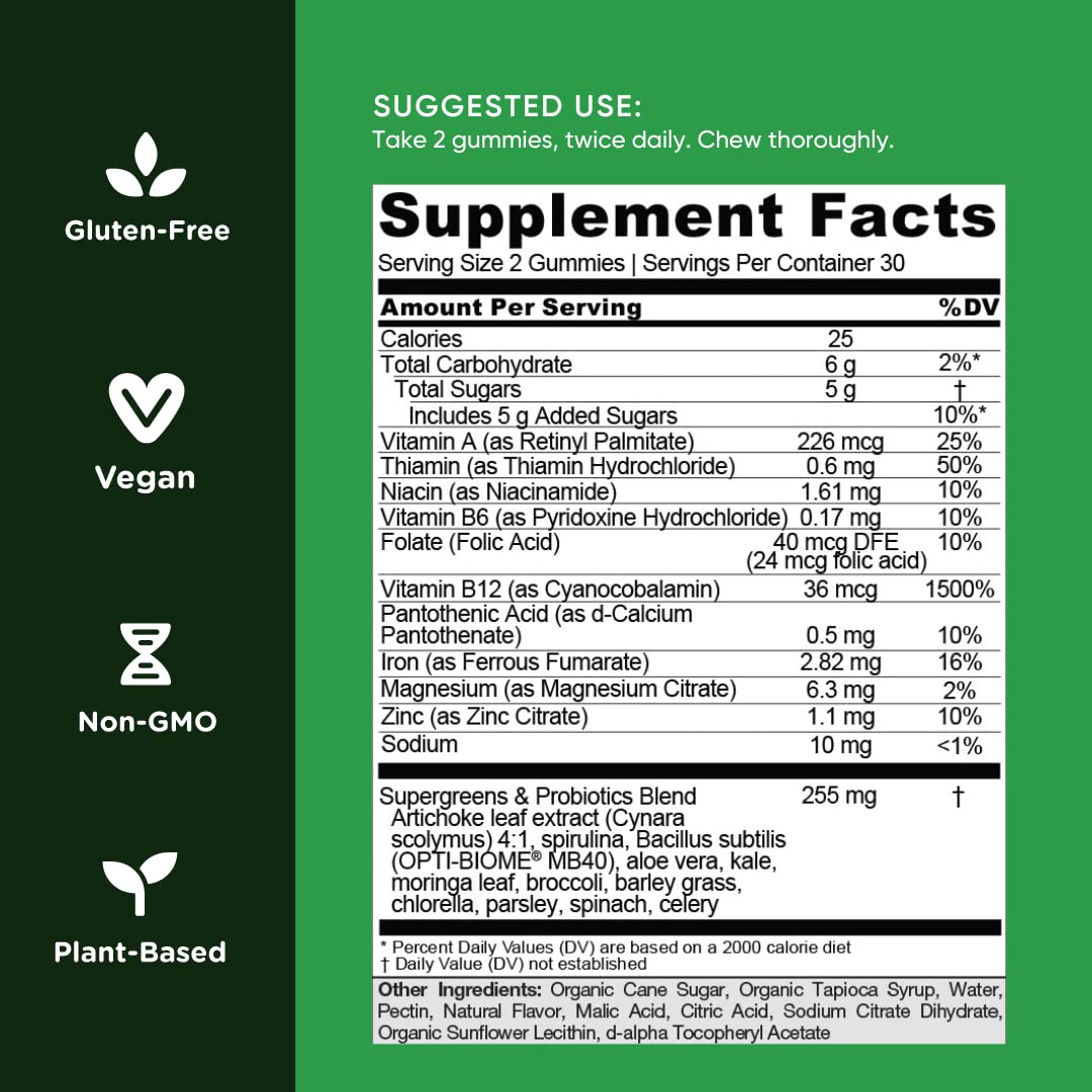 Ingredients including vitamins, minerals and artichoke leaf extract