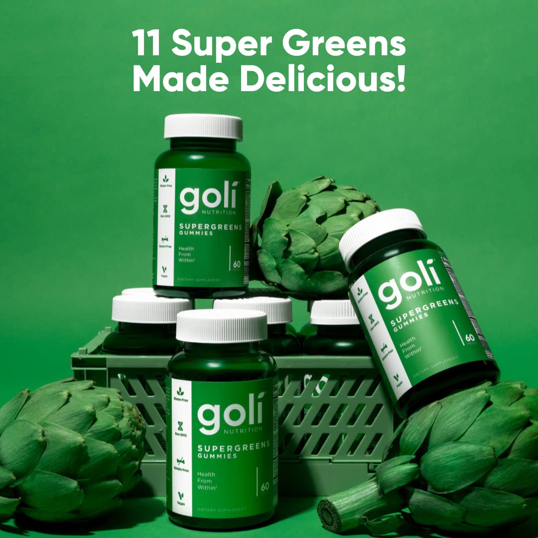 Close-up of Goli SuperGreen ingredients on label