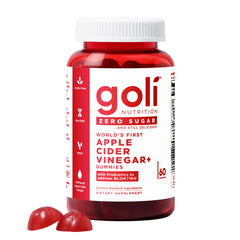 Goli Zero Sugar Apple Cider Vinegar Gummies packaging on a clean background