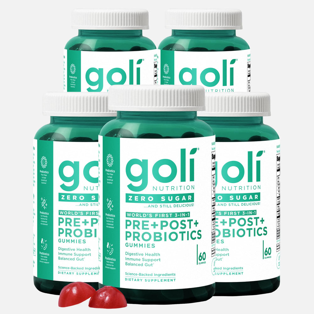 Goli Zero Sugar Gummies bottle with vegan, gluten-free, gelatin-free labeling