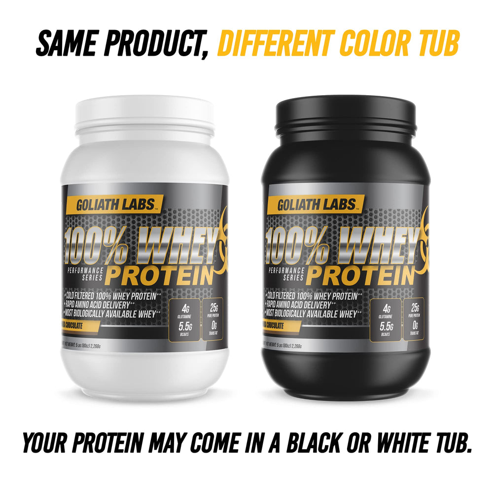Goliath Labs whey blend label showing isolate, concentrate, peptides