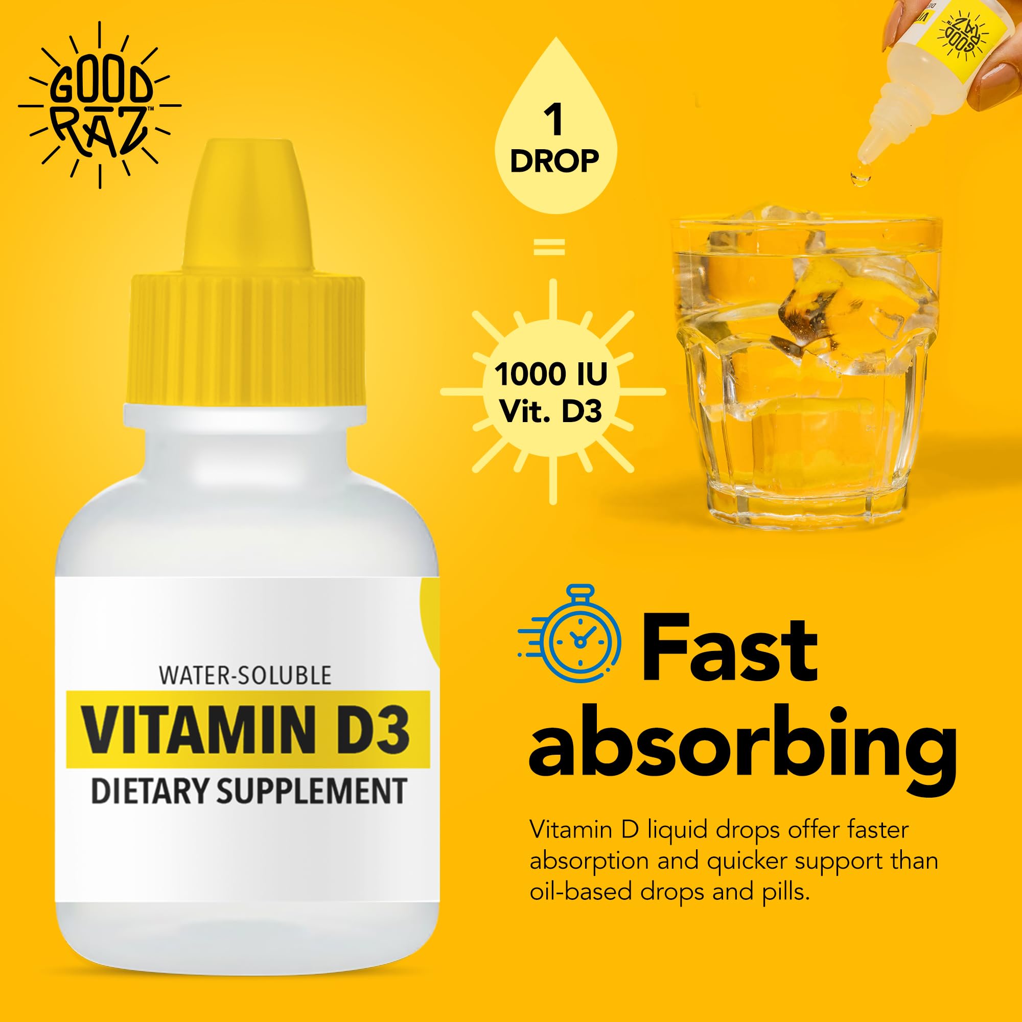 D3 drops mixing easily into beverage or food