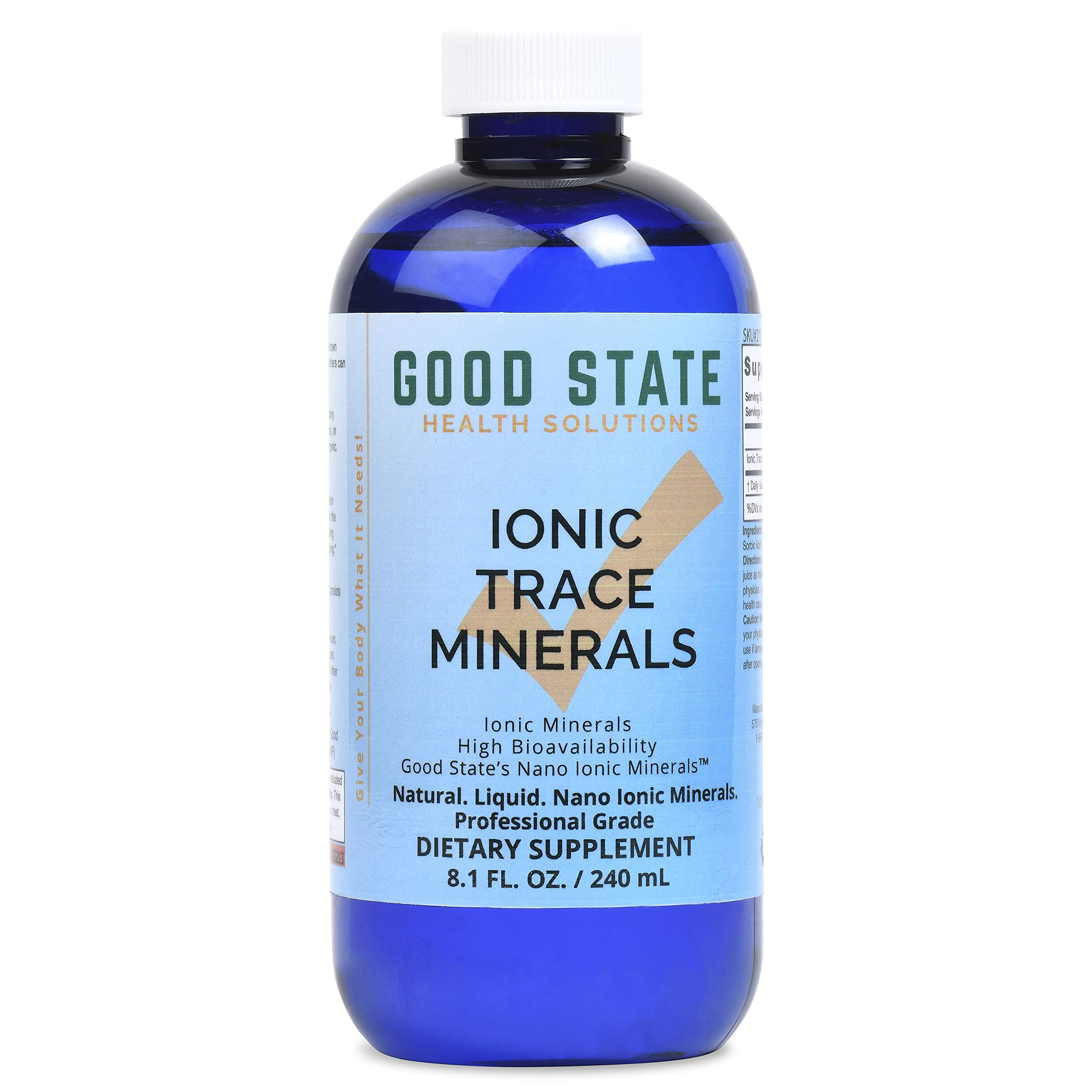 Good State Ionic Trace Minerals bottle with 96 servings, 125 mg per serving, 8 fl oz