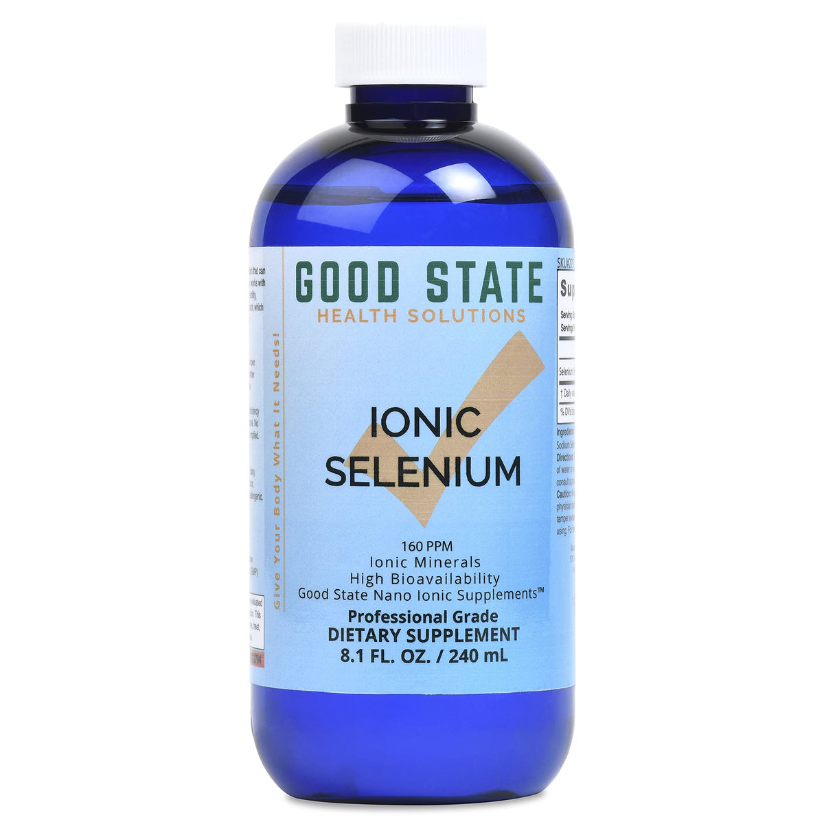 Good State Liquid Ionic Selenium bottle label with 96 servings and 8 fl oz