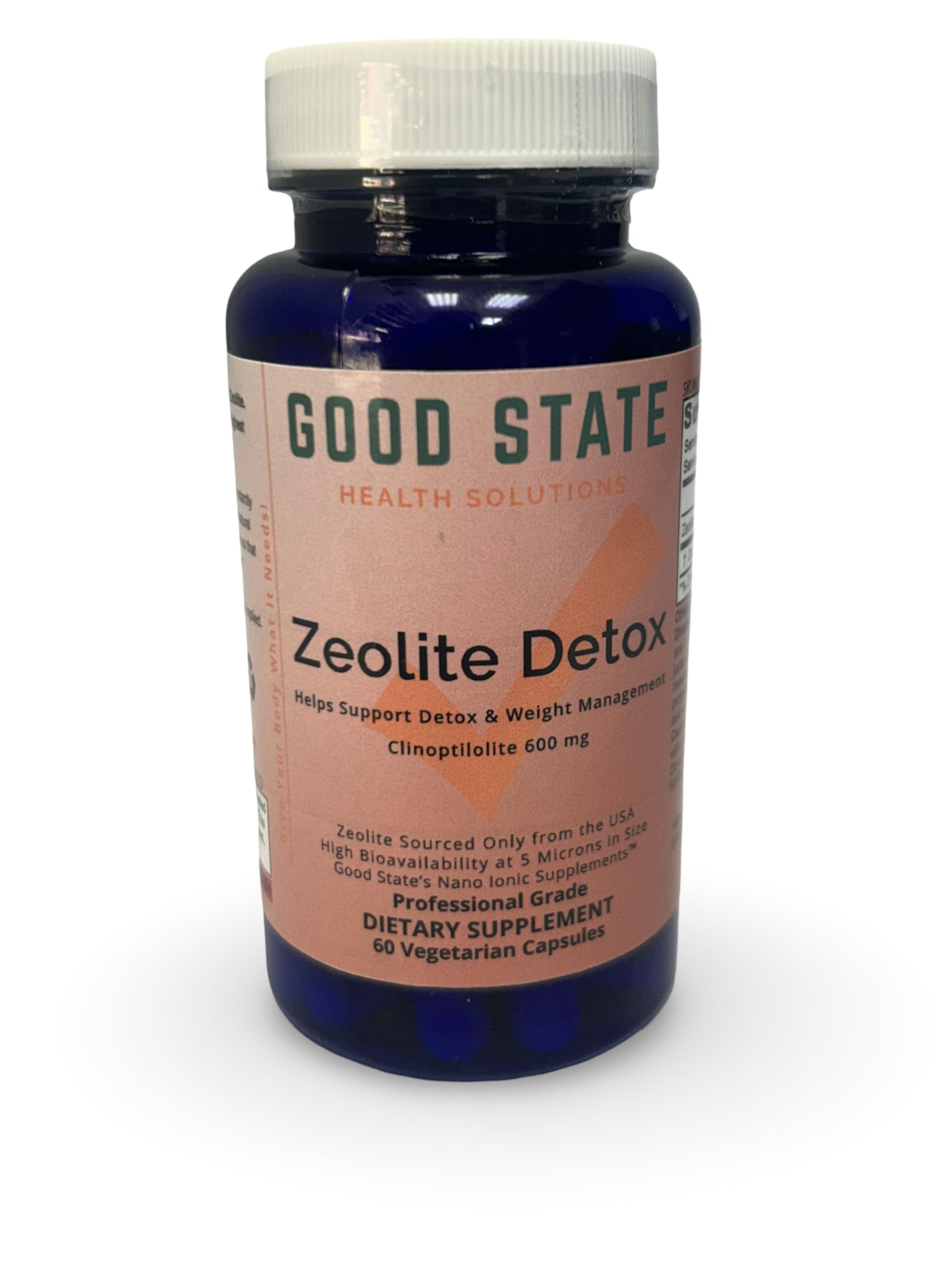 Good State Zeolite Detox bottle front showing 60 veggie capsules for daily wellness support.