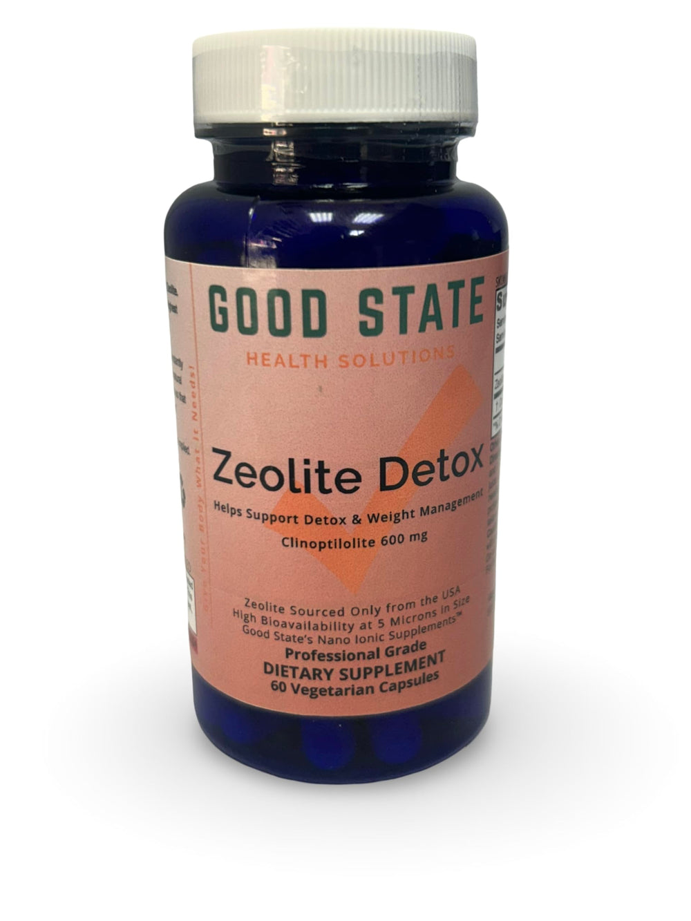 Good State Zeolite Detox bottle front showing 60 veggie capsules for daily wellness support.