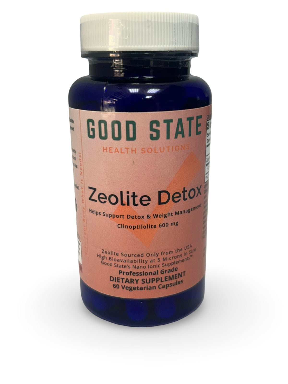 Good State Zeolite Detox bottle front showing 60 veggie capsules for daily wellness support.