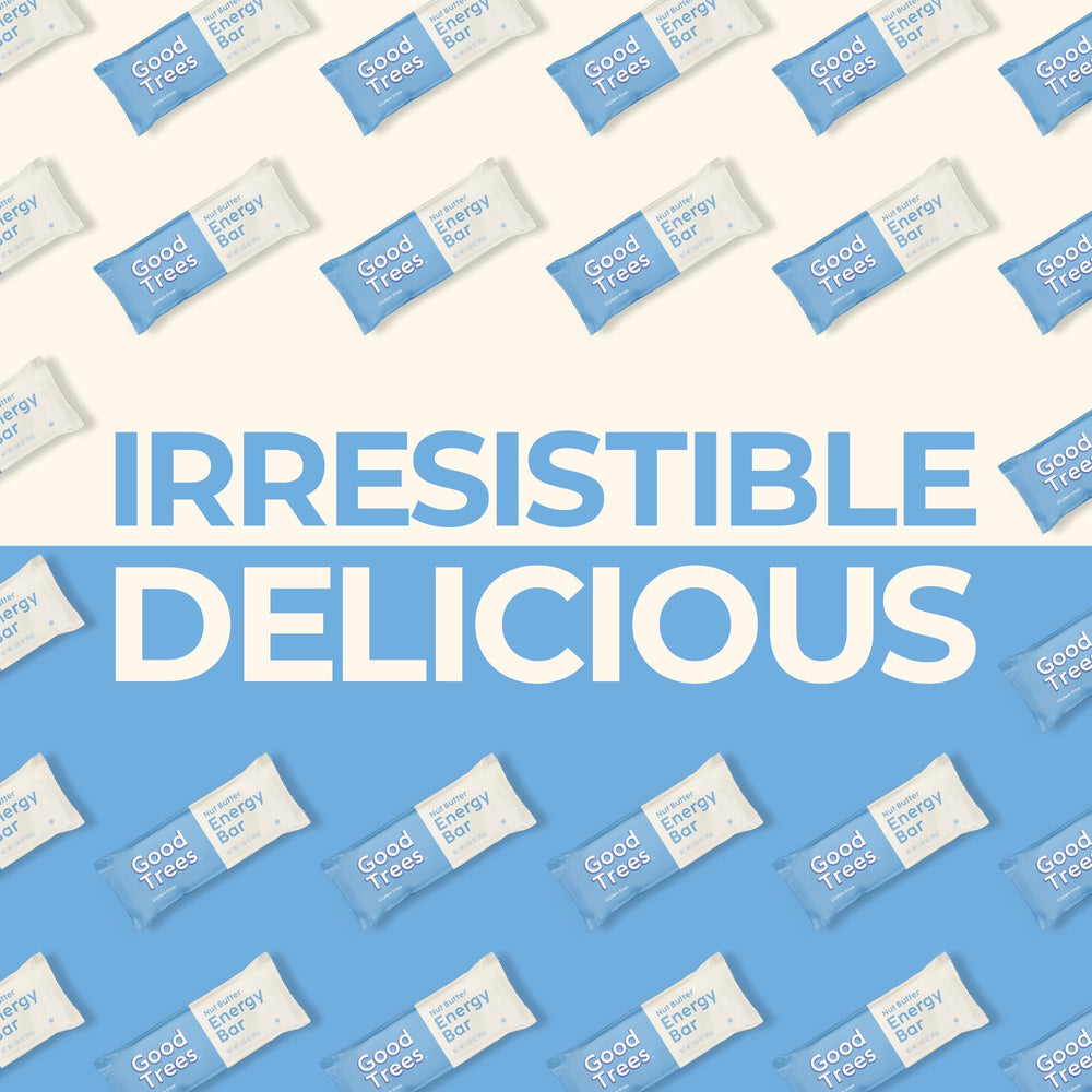 Good Trees 16-bar box shown as convenient gluten-free snacks for home and travel.