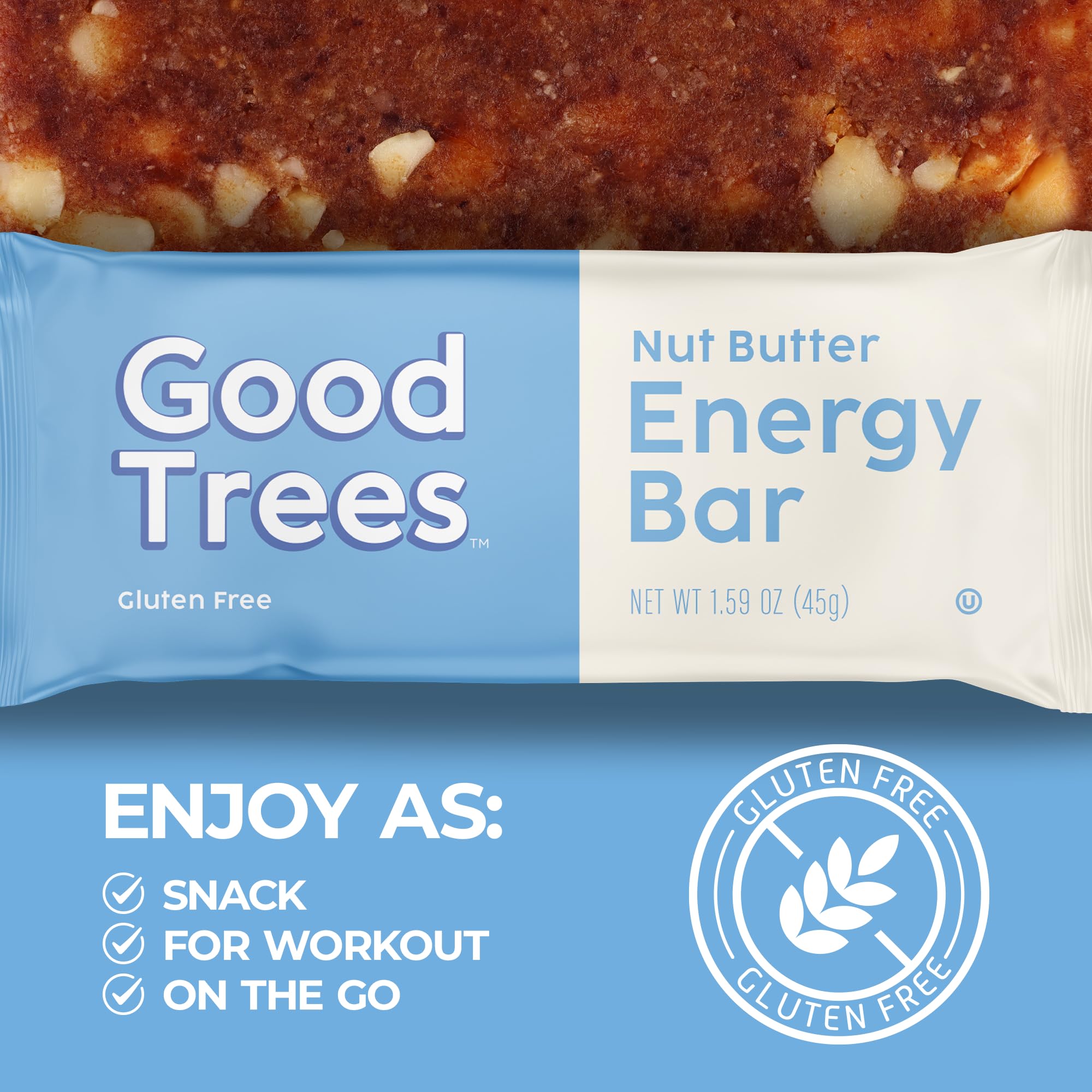 Good Trees on-the-go energy bars ideal for hiking or commuting adventures.