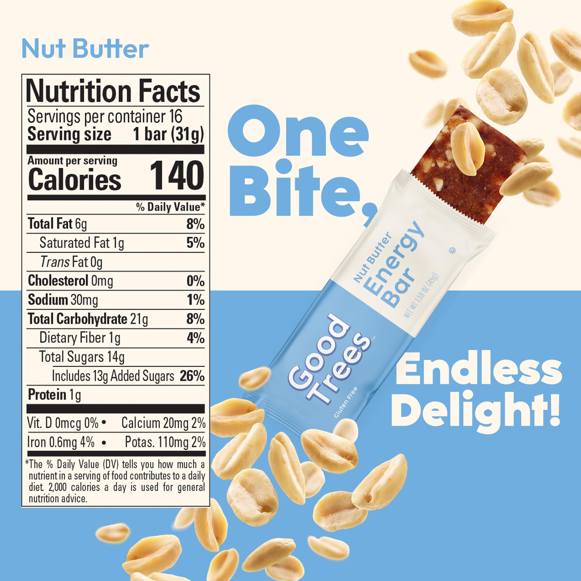 Good Trees energy bars showcase organic ingredients for a wholesome gluten-free bite.