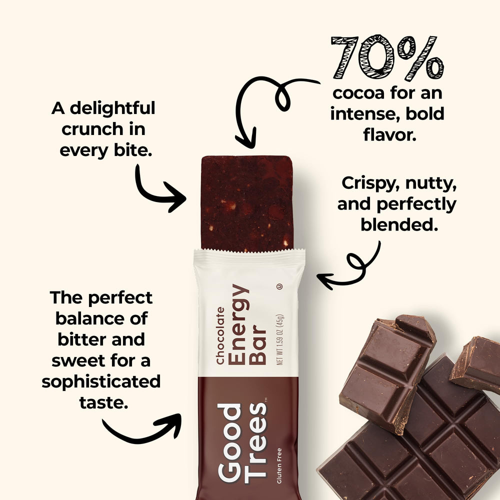 Good Trees Organic Nuts Butter Chocolate bar highlights real ingredients fueling active mornings