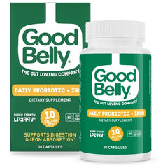GoodBelly Probiotic Capsules bottle displaying 30 capsules