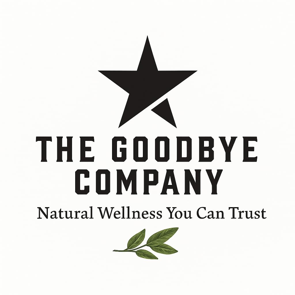 Alcohol-free badge on The Goodbye Company gum rinse label