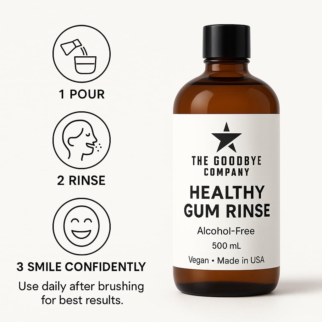 Organic label and product certifications on The Goodbye Company gum rinse