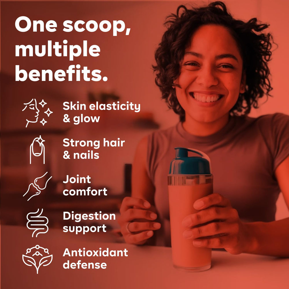 Close-up of hydrolyzed collagen peptides with fiber and polyphenols