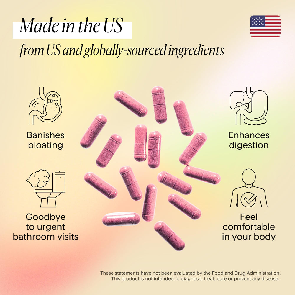 Graphic showing seven plant-based digestive enzymes