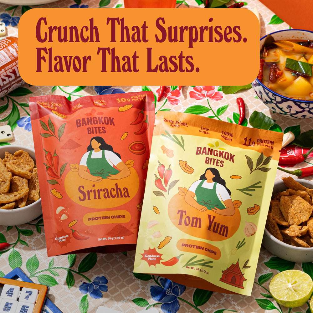 Goodness Plant Bangkok Bites packaging front displaying variety pack