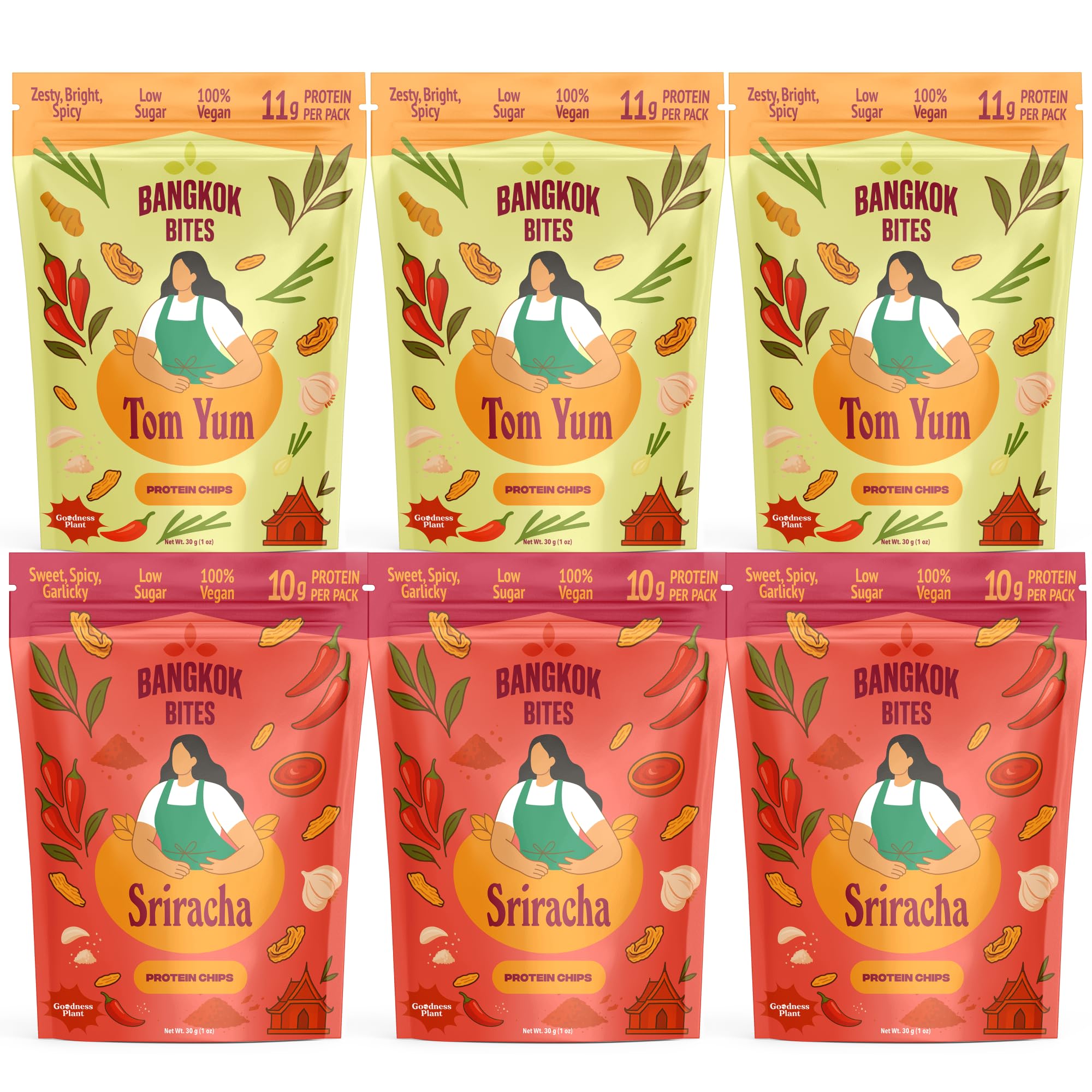 Goodness Plant Bangkok Bites Tom Yum bag with bold flavor and protein boost