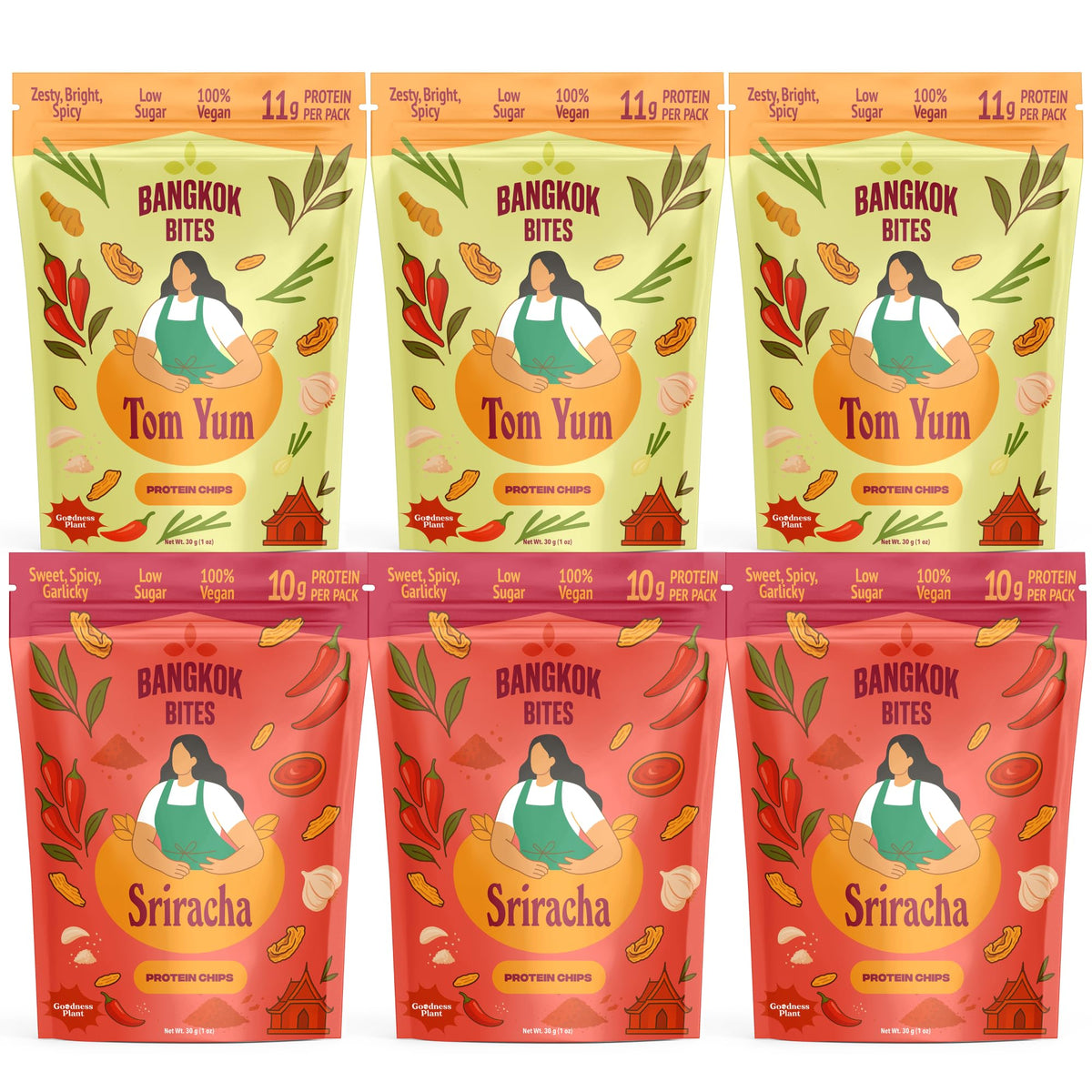 Goodness Plant Bangkok Bites Tom Yum bag with bold flavor and protein boost