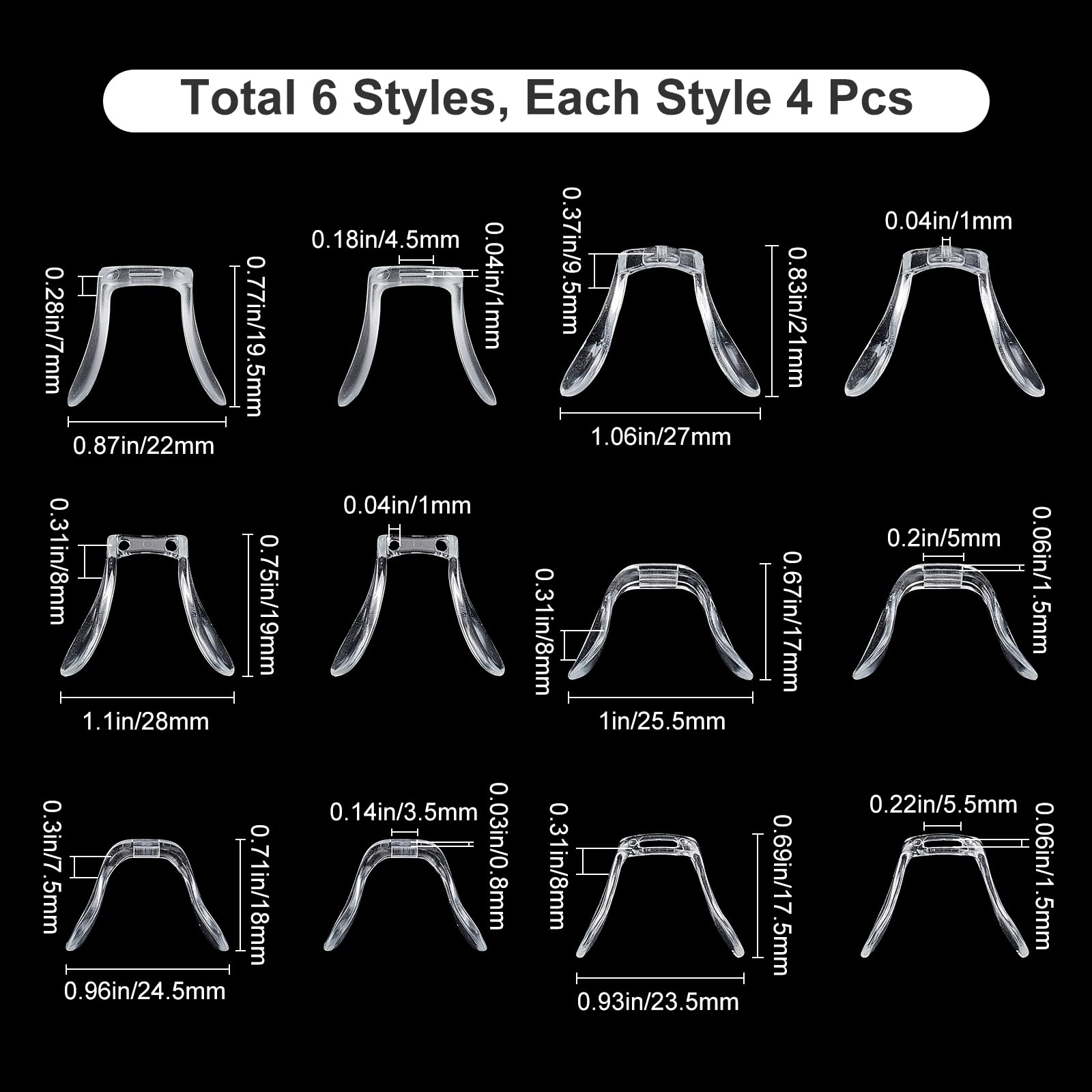Close-up of U-shaped nose pad size 2 for glasses (18x24.5x7.5mm)