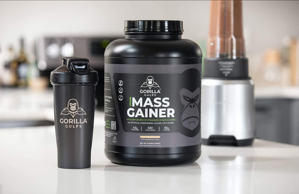 Finished shake made with Gorilla Gulps vegan mass gainer