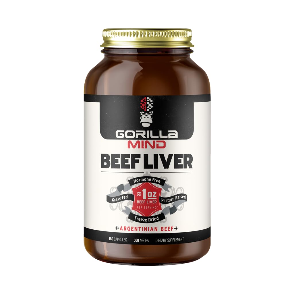 Gorilla Mind Beef Liver capsules - grass-fed Argentinian beef liver, 1 oz equivalent