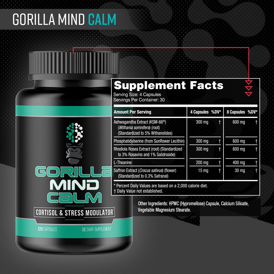 Gorilla Mind Calm packshot with bottle and branding