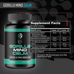 Gorilla Mind Calm packshot with bottle and branding