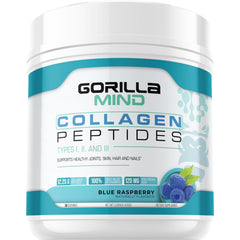 Gorilla Mind Collagen Peptides canister with Blue Raspberry flavor