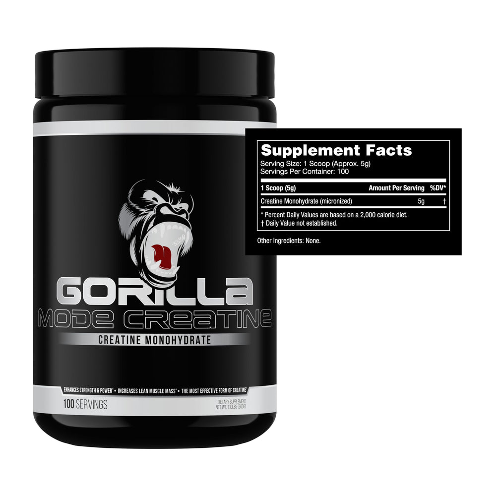 Label of Gorilla Mind Creatine Monohydrate Micronized Powder