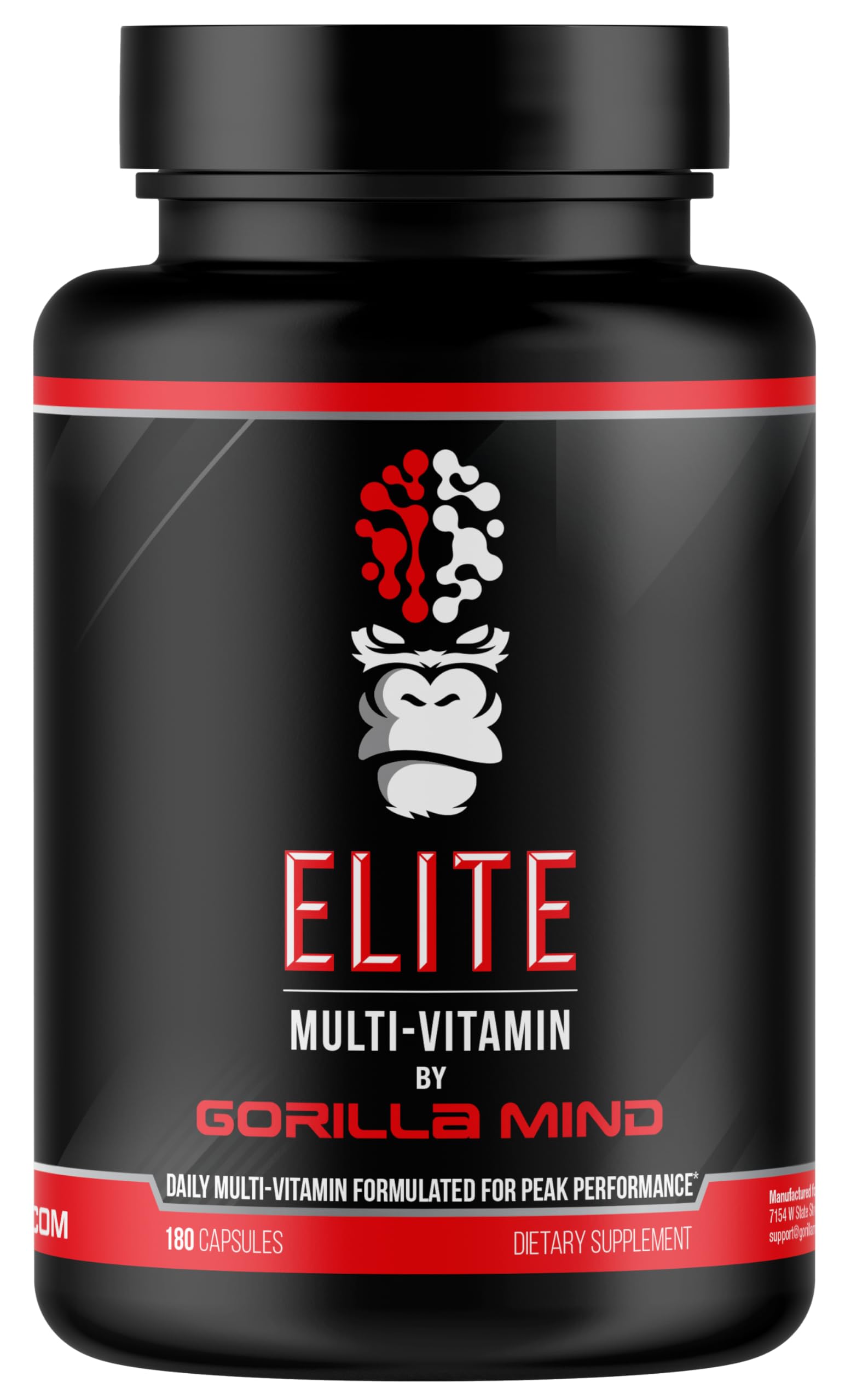 Gorilla Mind Elite Multi-Vitamin 180 Capsules bottle – front view
