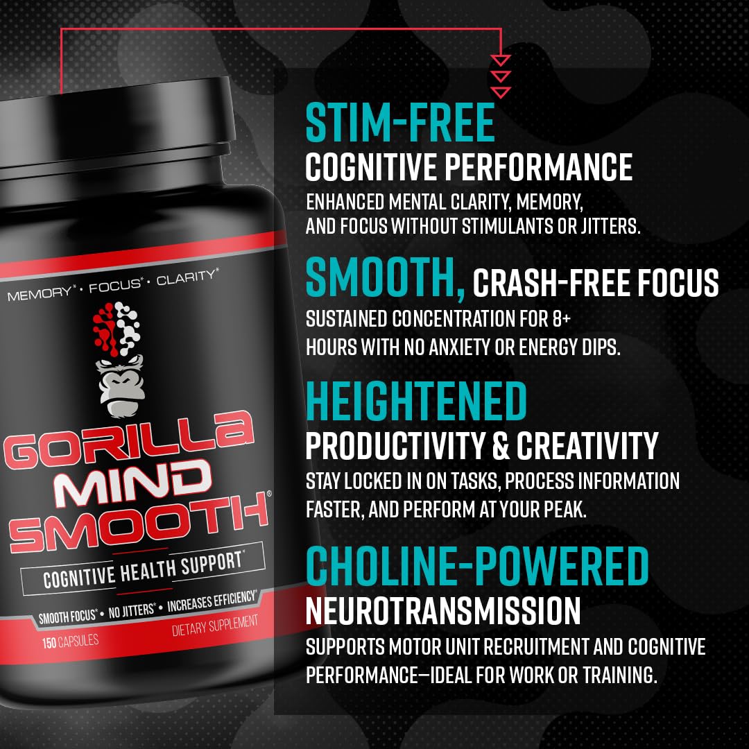 Back of Gorilla Mind Smooth bottle showing supplement facts