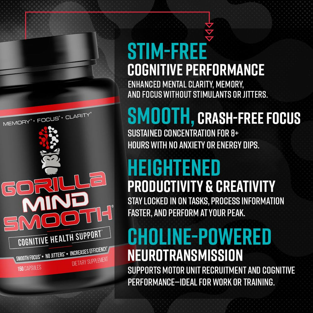 Back of Gorilla Mind Smooth bottle showing supplement facts